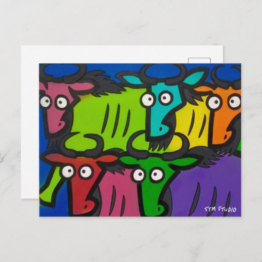 WILDEBEESTEN GRAFFITI Postkarte (Vorne/Hinten)