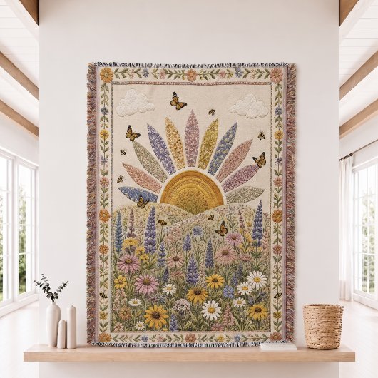 Wildeblumen-Quilt-Gewebe-Wurfdecke Decke