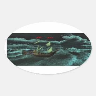 Wilden und stürmischen Seeaufkleber Ovaler Aufkleber