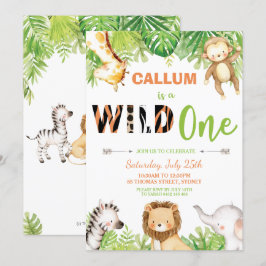 Wilder 1. Geburtstag Jungle Animals Boy Einladung