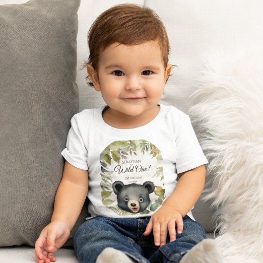Wilder 1. Geburtstag-Waldbär Baby T-shirt