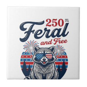 Wilder 250 und freier Waschbär patriotisches Vekto Fliese