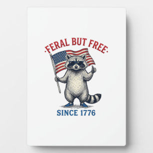 Wilder aber freier patriotischer Waschbär Vintage- Fotoplatte