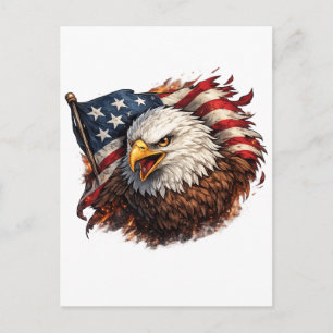 Wilder Amerikanischer Adler – Patriotisches Kraftd Postkarte