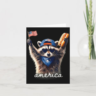 Wilder amerikanischer Waschbär lustige 4. Juli Gra Karte