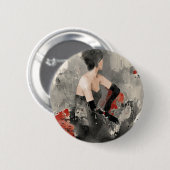Wilder Apfel | Vintage Wasserfarbe Frau Button (Vorne & Hinten)