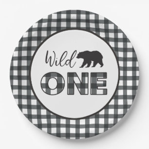Wilder Bär Buffalo Karo Erste Geburtstagsfeier Pappteller