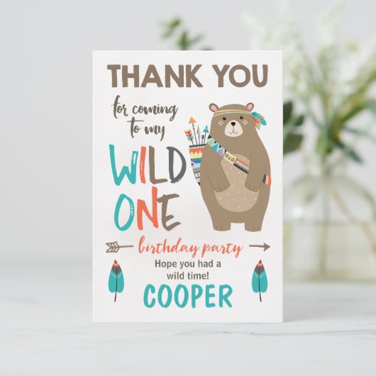 Wilder Bär Geburtstag Danke Karte (Stehend Vorderseite)