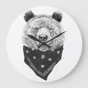 Wilder Bär Große Wanduhr