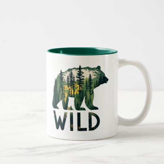 Wilder Bär im Freien Zweifarbige Tasse (Rechts)
