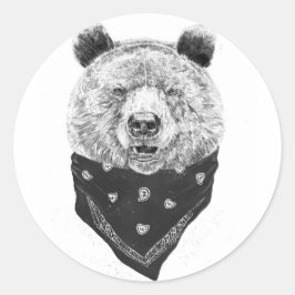 Wilder Bär Runder Aufkleber
