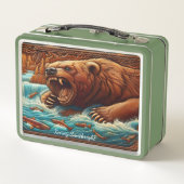 Wilder Bär und Power des Flusses Metall Brotdose (Rückseite)
