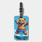 Wilder Bären-Sommer-Vintage-Pool Gepäckanhänger (Vorderseite vertikal)