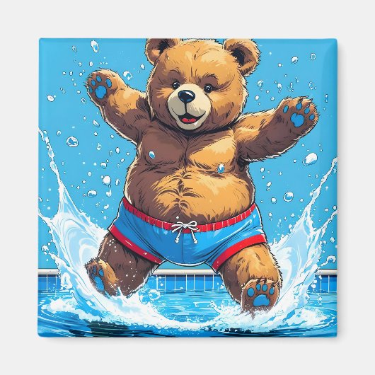 Wilder Bären-Sommer-Vintage-Pool Magnet (Vorne)