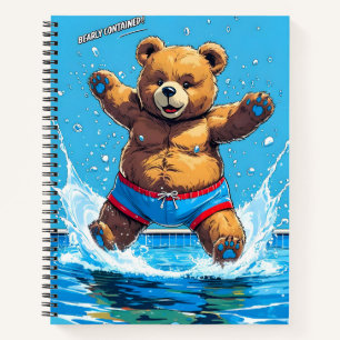 Wilder Bären-Sommer-Vintage-Pool  Notizblock