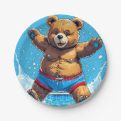 Wilder Bären-Sommer-Vintage-Pool Pappteller (Vorderseite)
