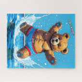 Wilder Bären-Sommer-Vintage-Pool Puzzle (Horizontal)