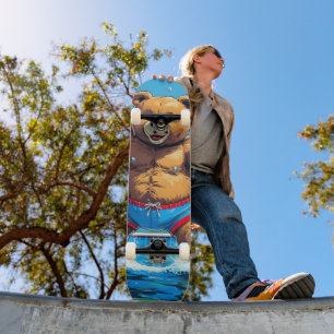 Wilder Bären-Sommer-Vintage-Pool Skateboard