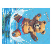 Wilder Bären-Sommer-Vintage-Pool  Tischdecke (Vorderseite (Horizontal))
