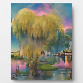 Wilder Baum bei Sonnenuntergang am Teich Fotoplatte (Vorderseite)