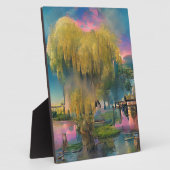 Wilder Baum bei Sonnenuntergang am Teich Fotoplatte (Seite)