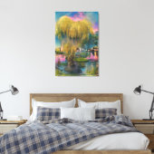 Wilder Baum bei Sonnenuntergang am Teich Leinwanddruck (Insitu (Schlafzimmer))
