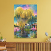 Wilder Baum bei Sonnenuntergang am Teich Leinwanddruck (Insitu (Wohnzimmer))