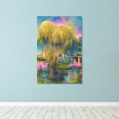 Wilder Baum bei Sonnenuntergang am Teich Leinwanddruck (Insitu (Holzboden))