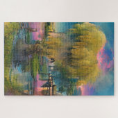 Wilder Baum bei Sonnenuntergang am Teich Puzzle (Horizontal)