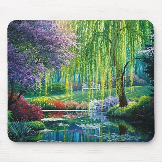 Wilder Baum über dem Wasser Kunst Mousepad (Vorne)
