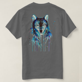Wilder Blaue Wolf Wasserfarbe Geist T-Shirt