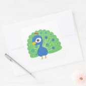 Wilder Blauer Pfau im Wald Quadratischer Aufkleber (Umschlag)