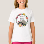 Wilder BlumenKranz-Waschbär T-Shirt (Vorderseite)