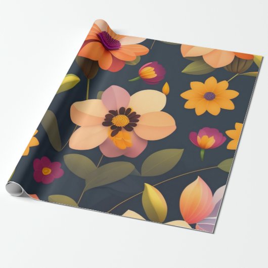 Wilder Blumenmuster Geschenkpapier (Ungerollt)