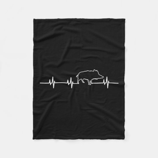 Wilder Boar Heartbeat Ekg Hog Hunter Jagd Fleecedecke (Vorderseite)