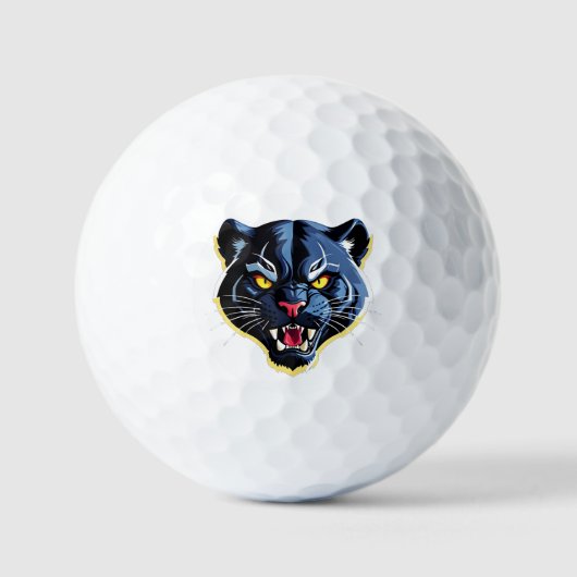 Wilder brüllender Panther-Maskottchen Golfball (Vorderseite)
