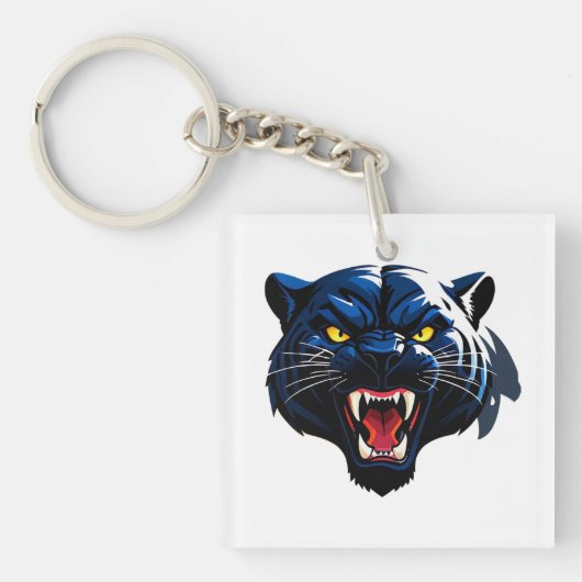 Wilder brüllender Panther-Maskottchen Schlüsselanhänger (Vorderseite)