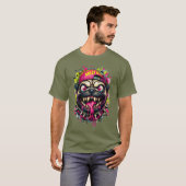 Wilder Cartoon Mops T-Shirt (Vorne ganz)