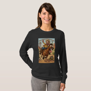 Wilder Cowboy und Pferd Langarm T-Shirt