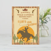 Wilder Cowboy Western Geburtstag Einladung (Stehend Vorderseite)