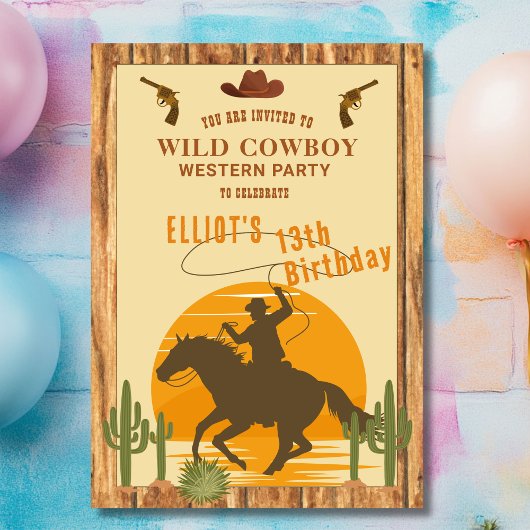 Wilder Cowboy Western Geburtstag Einladung
