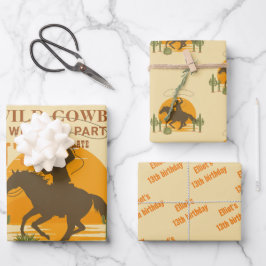 Wilder Cowboy Western Geburtstag Geschenkpapier Set