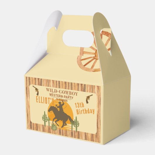 Wilder Cowboy Western Geburtstag Geschenkschachtel (Rückseite)
