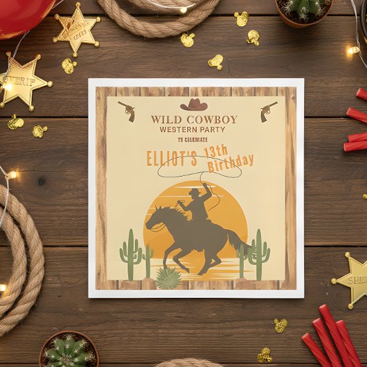 Wilder Cowboy Western Geburtstag Serviette