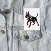 Wilder Dobermann-Wachhund Button (Insitu)