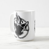 Wilder dreiköpfiger Hund Kaffeetasse (Vorderseite Links)