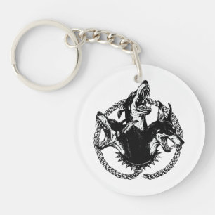 Wilder dreiköpfiger Hund Schlüsselanhänger