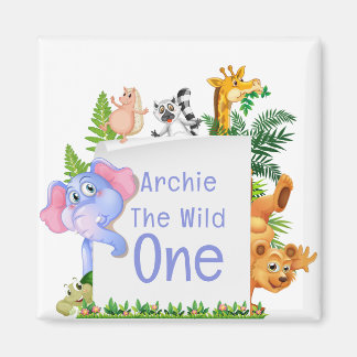 Wilder Dschungelsafari-Baby 1. Geburtstag Süßes Ba Magnet