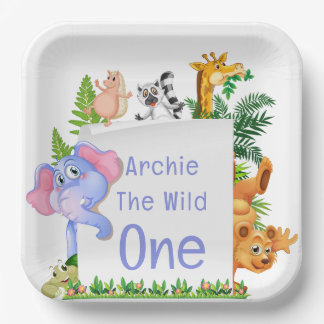 Wilder Dschungelsafari-Baby 1. Geburtstag Süßes Ba Pappteller