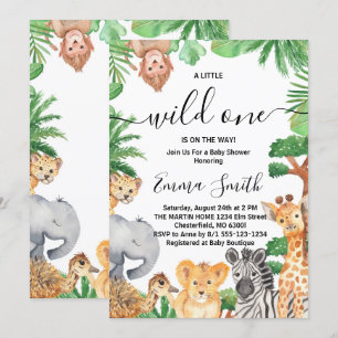 Wilder Dschungelsafari-Tiere Baby-Party Einladung
